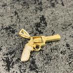 14 karaat gouden hanger revolver massief pistool, Sieraden, Tassen en Uiterlijk, Kettinghangers, Ophalen of Verzenden