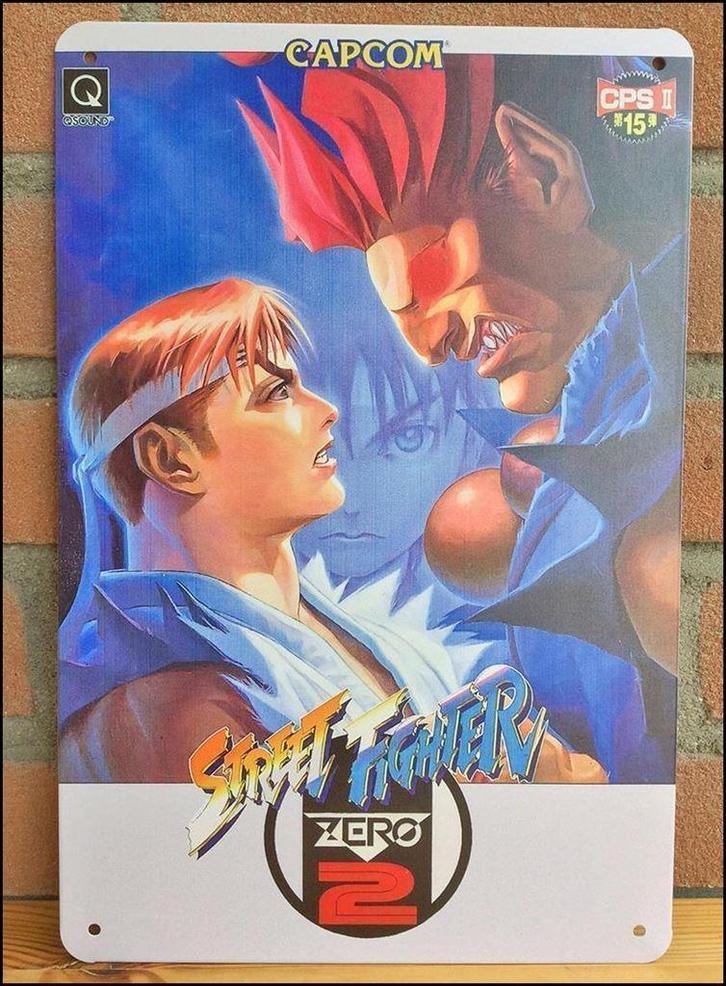 STREET FIGHTER ALPHA 2 | Metalen Bord Poster Retro Arcade, Spelcomputers en Games, Games | Overige, Nieuw, Vechten, 1 speler, Vanaf 3 jaar