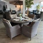 Wicker tuinset – Ronde tafel 130cm + 4 stoelen – Prima staat, Gebruikt, Verzenden, ., .