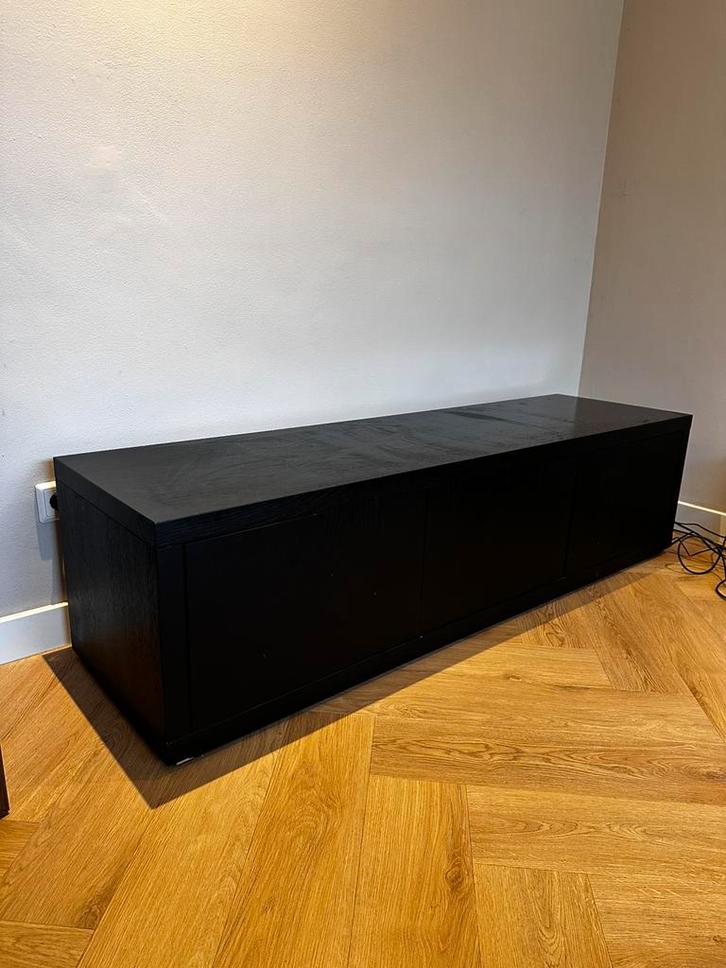 Tv meuvel goossens zwart eiken barcelona, Huis en Inrichting, Kasten | Televisiemeubels, Gebruikt, Minder dan 100 cm, 150 tot 200 cm