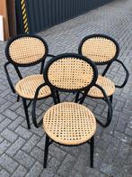 Vintagestijl Stoelen met rotan zitting 3 stuks, Ophalen, Gebruikt, Drie, Zwart
