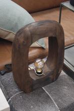 Donker houten tafellamp Kelafo Light & Living, Ophalen of Verzenden, Zo goed als nieuw, Minder dan 50 cm