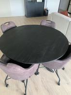 Eethoek zwart incl 4 stoelen, Ophalen, Zo goed als nieuw, 4 tot 6 stoelen