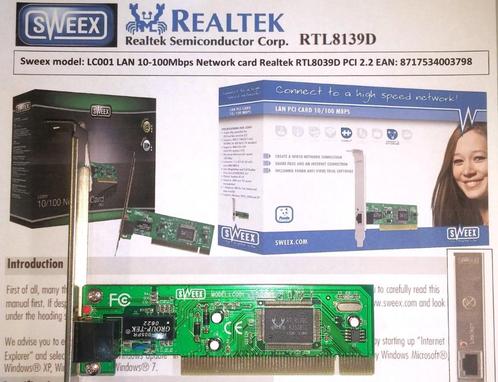 Sweex LC001 Realtek RTL8139(D) LAN 100Mbit Netwerkkaart PCI, Computers en Software, Netwerkkaarten, Nieuw, Intern, Ophalen of Verzenden