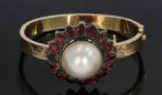 Mabe parel granaat luxe 14k goud slavenarmband dames bangle, Sieraden, Tassen en Uiterlijk, Antieke sieraden, Ophalen of Verzenden