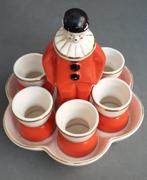Om 1930 Art Deco CLOWN Keramiek Eierdop Eierdoppen Set, Ophalen of Verzenden