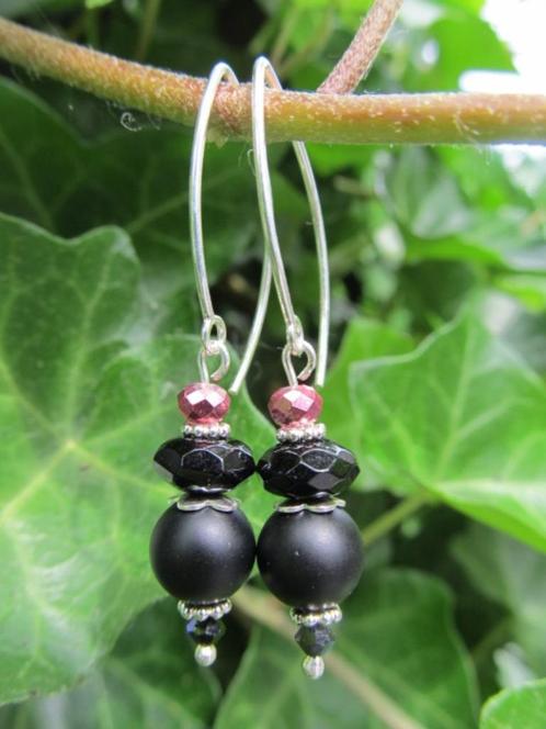 Oorbellen Tara onyx-kristalglas facet zilver, Sieraden, Tassen en Uiterlijk, Edelstenen, Nieuw, Ophalen