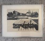 H. Arnoldussen Houtsnede - “Ochtendgloren”, ING Collectie, Ophalen of Verzenden