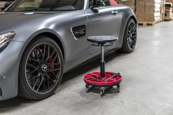 Nieuwe tabouret / werkplaatskruk met materiaalschaal, Ophalen of Verzenden, In hoogte verstelbaar, Nieuw, Kunststof