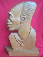 =portret en profiel==GESIGNEERD==houten beeld= uit 1967=, Ophalen of Verzenden