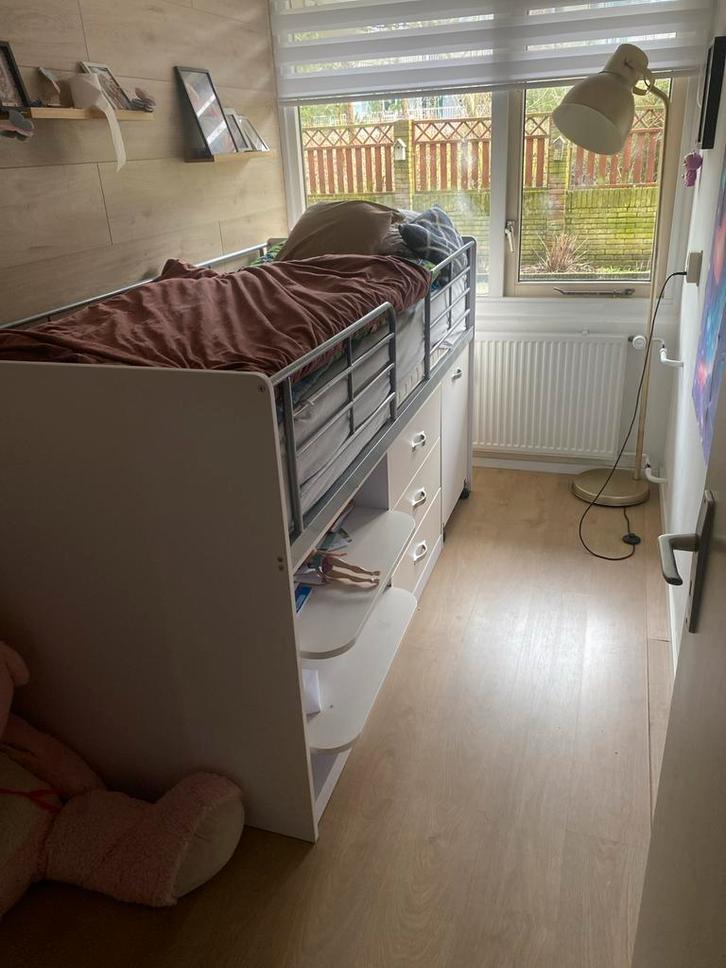 Hoogslaper met bureau 200x90, Huis en Inrichting, Slaapkamer | Stapelbedden en Hoogslapers, Zo goed als nieuw, Hoogslaper, 90 cm