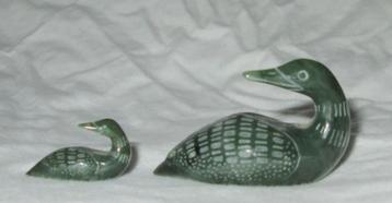 2 beeldjes watervogels van nefriet - half edelsteen beschikbaar voor biedingen