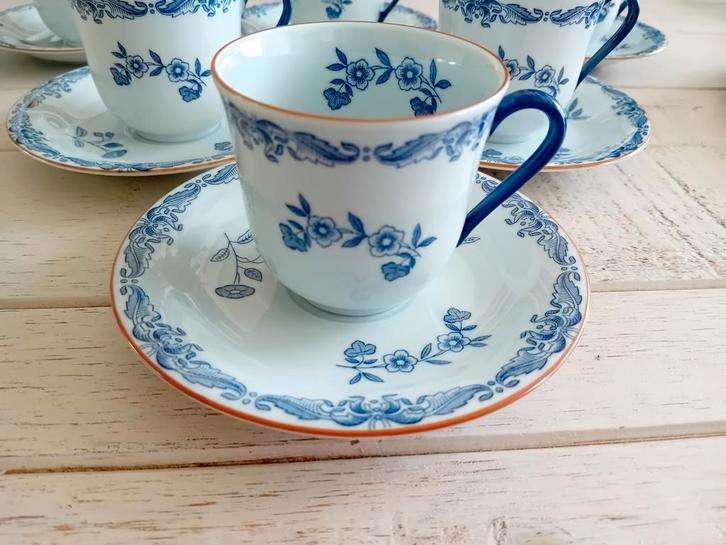 6 hoge smalle koffie kop en schotels porselein niet gebruikt, Huis en Inrichting, Keuken | Servies, Zo goed als nieuw, Overige typen