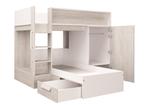 Fano hoekstapelbed met kast en lade - 90x200 - Wit/witgrenen