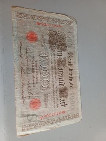 Duitse 1000 Mark Bankbiljet 1910 beschikbaar voor biedingen