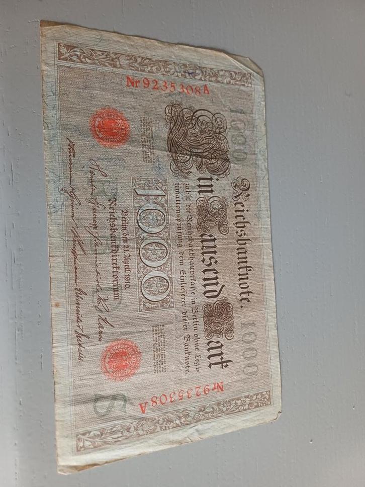 Duitse 1000 Mark Bankbiljet 1910, Postzegels en Munten, Bankbiljetten | Nederland, Ophalen of Verzenden