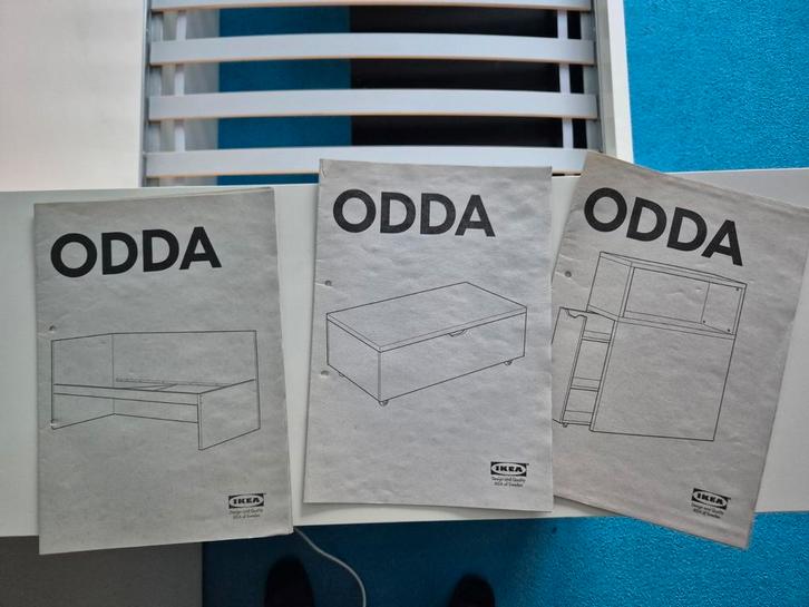 ODDA bed met opberglades en kastje., Huis en Inrichting, Slaapkamer | Bedden, Gebruikt, Eenpersoons, 90 cm, 200 cm, Hout, Wit