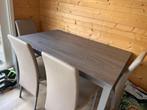 Mooie eettafel met 4 stoelen, Ophalen, Gebruikt, 100 tot 150 cm, Neutraal