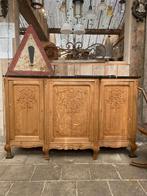 Prachtig Frans eiken kast dressoir met zwart marmer, Ophalen