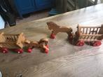 2 Houten paard en wagentjes oud., Antiek en Kunst, Antiek | Speelgoed, Ophalen of Verzenden