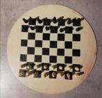 Rond onyx schaakbord met houten stukken, Ophalen of Verzenden, Minder dan 500 stukjes, Zo goed als nieuw, Schaken