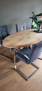 Nette licht eiken moderne ovale eettafel, Huis en Inrichting, Ophalen, Gebruikt, 100 tot 150 cm, 200 cm of meer