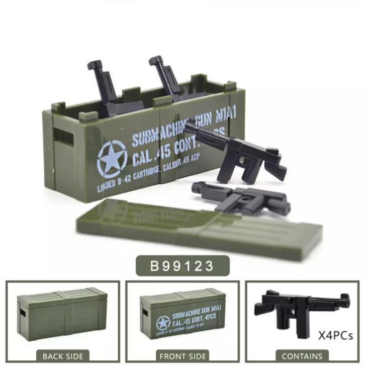 🎁 WW2 Bouwstenen - G26 - US wapenkist "M1A1 Gun" 🎁, Kinderen en Baby's, Speelgoed | Bouwstenen, Nieuw, Ophalen of Verzenden