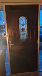 houten deur met massief koperbeslag, Ophalen, Gebruikt, 80 tot 100 cm, Buitendeur