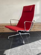 Vitra Eames EA 124 fauteuil met EA 125 hocker , rood hopsak, Huis en Inrichting, Vitra, Minder dan 75 cm, Design, Ophalen of Verzenden