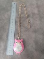 Leuke goudkleurige ketting met roze uil hanger met strass, Sieraden, Tassen en Uiterlijk, Kettingen, Goud, Overige materialen