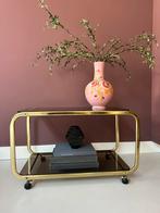 Vintage sidetable / kastje / Hollywood Regency trolley, Ophalen of Verzenden, Gebruikt, 25 tot 50 cm, Rechthoekig