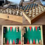 Antieke compacte spellenkist schaken dammen backgammon kist, Hobby en Vrije tijd, Gezelschapsspellen | Bordspellen, Een of twee spelers