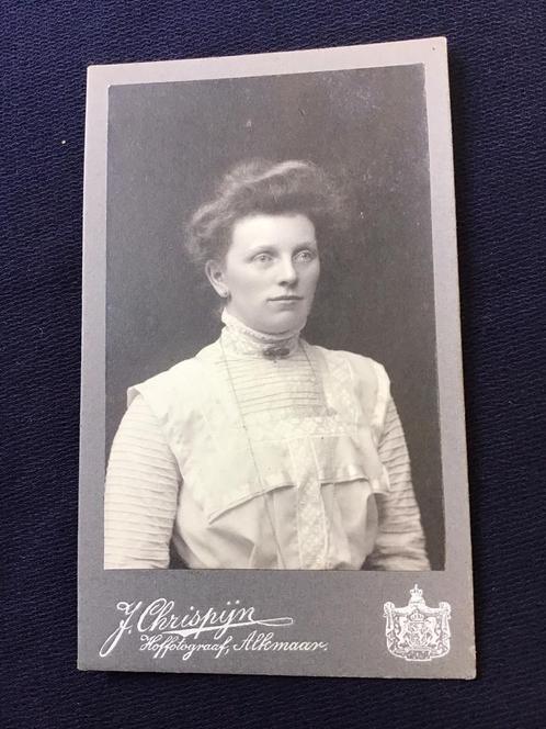CDV, Dame, J. Chrispijn, Alkmaar, Carte de Visite, Verzamelen, Foto's en Prenten, Gebruikt, Foto, Voor 1940, Ophalen of Verzenden