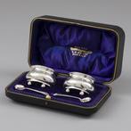 Stel engels zilveren zoutvaatjes in cassette, Sheffield 1903, Antiek en Kunst, Ophalen of Verzenden, Zilver
