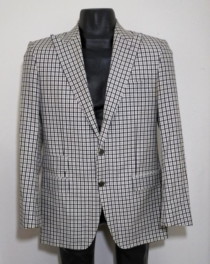 Grijskleurig geruit colbert van wol en katoen van Suitsupply, Kleding | Heren, Kostuums en Colberts, Zo goed als nieuw, Maat 52/54 (L)