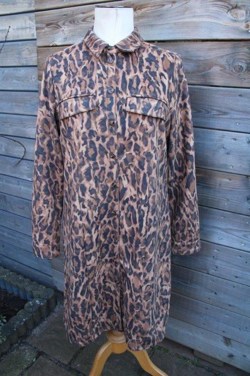 Doorknoopjurk leopard Tramontana mt L Vaste prijs, Kleding | Dames, Jurken, Zo goed als nieuw, Maat 42/44 (L), Bruin, Knielengte