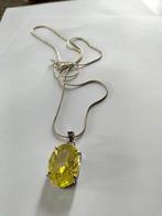 Prachtige 18 kGP hanger met een prachtige lemon QUartz., Verzenden, Zilver, Hanger
