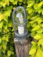 Vintage industriële lamp koper, kooilamp, Tuin en Terras, Buitenverlichting, Gebruikt, Ophalen of Verzenden, Wandlamp