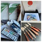 4 x doek +Acrylverf 2x kwasten aqurel blok spattels 1 koop, Hobby en Vrije tijd, Schilderen, Ophalen of Verzenden, Gebruikt