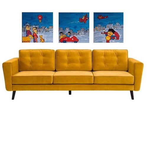DRIELUIK 'BROODS TOWN' HERMAN BROOD STIJL, Antiek en Kunst, Kunst | Schilderijen | Modern, Ophalen of Verzenden