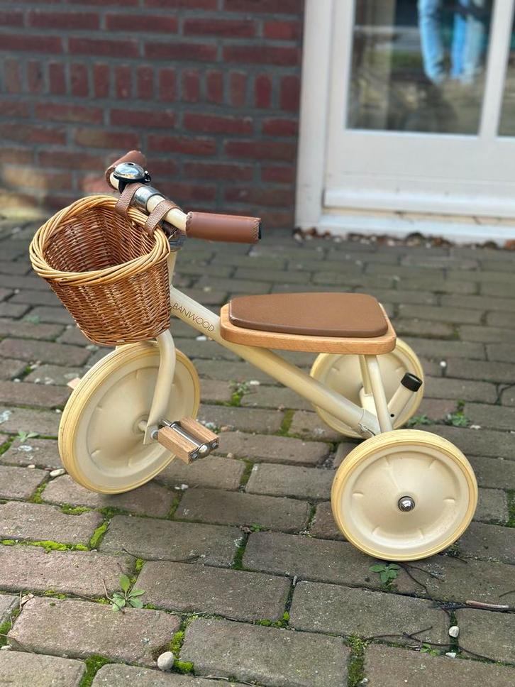 Banwood Driewieler Cream met Duwstang, Kinderen en Baby's, Speelgoed | Buiten | Voertuigen en Loopfietsen, Zo goed als nieuw, Overige typen