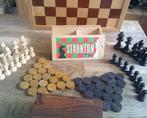 Schaakspel Staunton en damstenen en bord setprijs, Een of twee spelers, Ophalen of Verzenden, Gebruikt