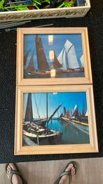 2x houten lijst met zijlboot foto’s 35x28,5xm, Ophalen of Verzenden, Minder dan 50 cm