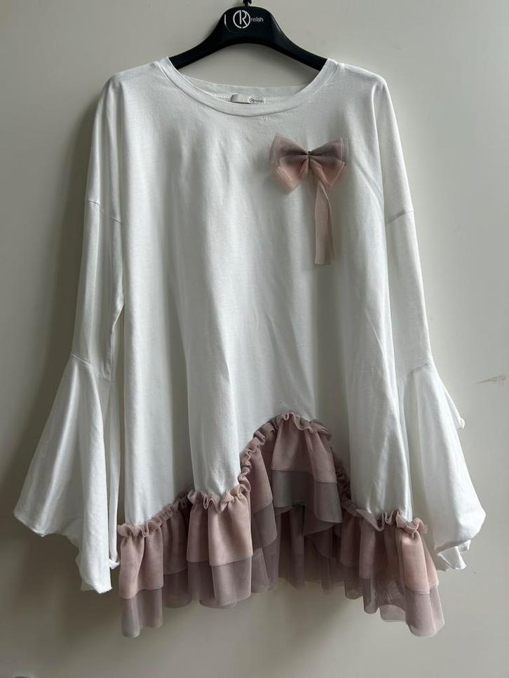 RELISH losvallende top met tule mt L, Kleding | Dames, Tops, Zo goed als nieuw, Maat 38/40 (M), Lange mouw, Ophalen of Verzenden