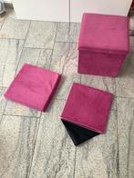 2 roze poef opbergbox inklapbaar opvouwbaar samen op per st, Huis en Inrichting, Banken | Voetenbanken en Poefen, Ophalen, Zo goed als nieuw