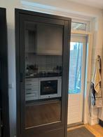 Zwarte Servieskast met Glasdeur, Huis en Inrichting, Ophalen, Gebruikt, 50 tot 100 cm, Met lade(s)