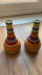 Gestreepte vazen 2 stuks, Ophalen of Verzenden, Zo goed als nieuw, Glas, Minder dan 50 cm