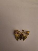 Vintage vlinder broche met strass, Sieraden, Tassen en Uiterlijk, Broches, Overige materialen, 4 tot 7 cm, Gebruikt, Ophalen of Verzenden