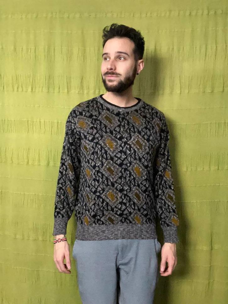 Vintage 90's trui / sweater / unisex / medium / M / print, Kleding | Heren, Truien en Vesten, Gedragen, Maat 48/50 (M), Ophalen of Verzenden