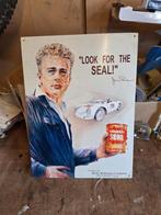 Blikken reclame bord James Dean Golden Seal motor olie, Ophalen of Verzenden, Zo goed als nieuw, Reclamebord